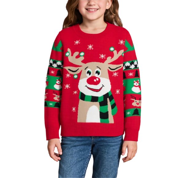 PMVFHDE Girls Sweaters Festive And Comfortable Pullovers For Kids Ideal For Holiday Celebrations And Family Gatherings Red,7-8 Years