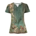 thumbnail image 3 of Alllist Womens Summer Tops Green Notch Neck Elbow-Length Graphic T-Shirts Ladies Tops And Blouses, 3 of 6