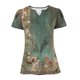 thumbnail image 3 of Fiudx Ofertas Relámpago Blusa de Manga Corta Estampada a La Moda para Mujer, Blusas Informales con Cuello Redondo, 3 of 6