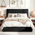 thumbnail image 5 of Einfach Queen Size Bed Frame, Upholstered Platform Bed with Height Adjustable Headboard, Easy Assembly, Noise-Free, Black, 5 of 7