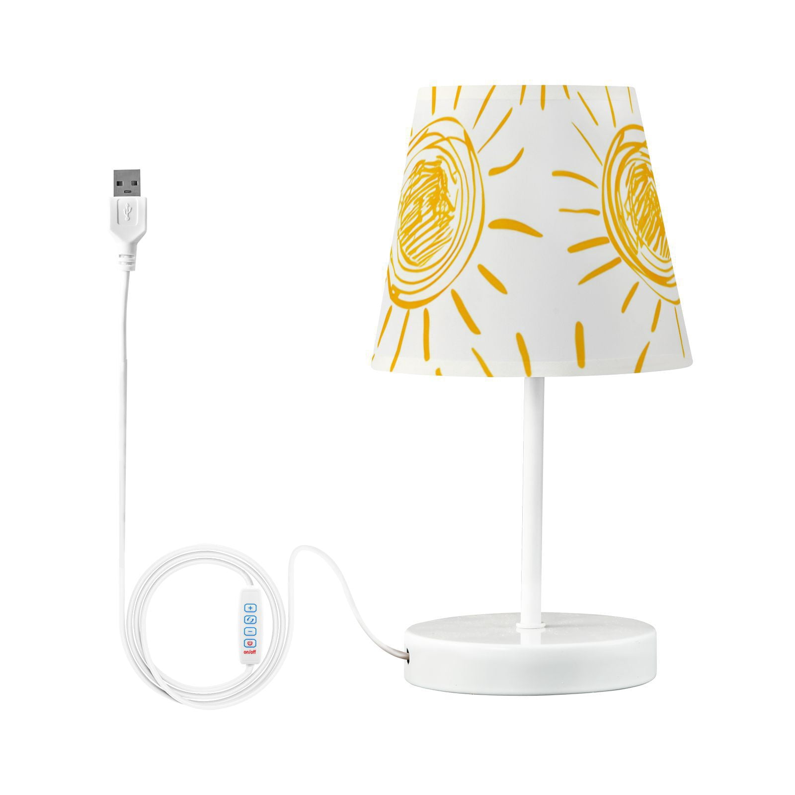 Sun Drawings Print LED Desk Lamp Table Lamp USB Bedside Nightstand Small Lamp for Bedroom Living Room Kids Room
