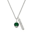 thumbnail image 1 of Delight Jewelry 12mm Faceted Green Glass Spinner Silvertone Forever Bar Charm Necklace, 23", 1 of 4