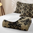 thumbnail image 4 of jejeloiu Opulent Damask Twin Quilt Set,Retro Print Twin Coverlet Set For Adults,Beige Black,2-Piece, 4 of 7