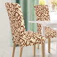 thumbnail image 2 of REGALWOVEN Stretch Spandex Dining Chair Slipcovers Floral Seat Cover Set of 4, Champagne and Coffee Color, 2 of 6