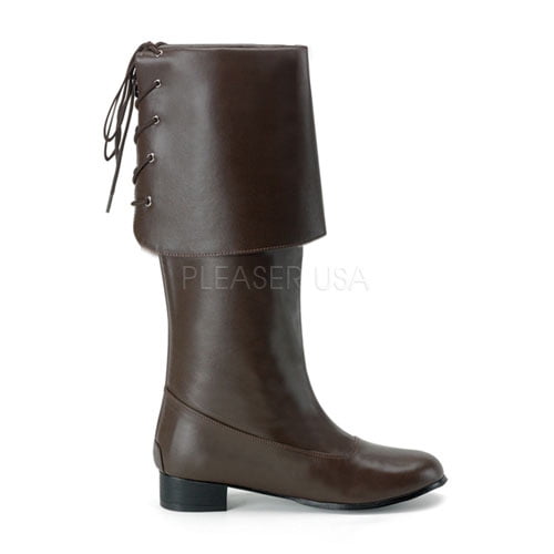 Funtasma PIRATE-100 - Men Blk Pu Pirate Boot With Large Cuff-Brown PU-L