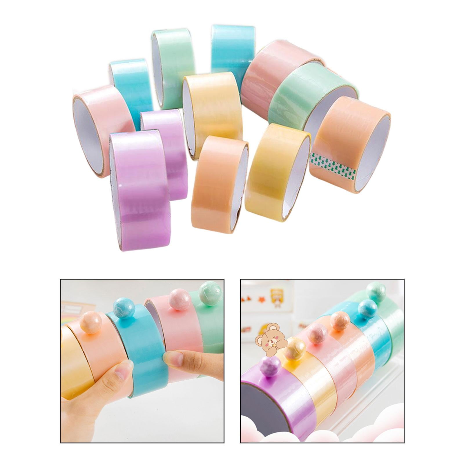 FVDPWYE 12 Pieces Colorful Sticky Ball Rolling Tapes, DIY Colored Sticky Tape Decorative 2.4cm and 3.6cm