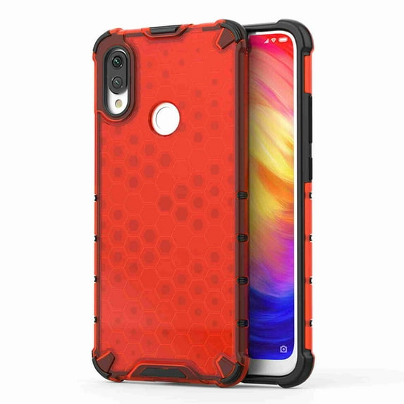 Dteck Case Slim Heavy Duty Armor Case Full Body Bumper (No Front Screen Protector) Hybrid Cover For Xiaomi Redmi Note 7, Red