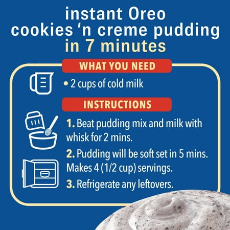 (4 pack) (4 Pack) Jell-O Instant Oreo Cookies 'n Cream Pudding & Pie Filling, 4.2 oz Box