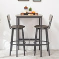 thumbnail image 3 of Dining Table Set for 2,Kitchen & Dining Room Tables Breakfast Nook Bar Table Set with 2 Bar stools PU Soft seat with Backrest 23.62'' W x 23.62'' D x 35.43'' H,Grey, 3 of 7