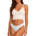 thumbnail image 5 of Jinhomg Women's Lace Padded Bralette Plunge Wireless Longline Bra Breathable Everyday Bras White Free Size, 5 of 9