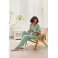 thumbnail image 6 of MINTREUS Women's Ribbed Knit Pajama Set Soft Lounge Set Lightweight Sleepwear Two Piece Matching Outfits Set, 6 of 7