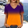 thumbnail image 6 of Ichuanyi Womens Summer Tops Trendy Gradient Color Print Short Sleeve Tshirts Shirts V Neck T Shirts Fashion, 6 of 7