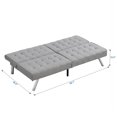 thumbnail image 4 of Loveseat Sofa Bed with Button Tufting Design, Faux Linen Upholstered Sofa Bed with Wood Frame and Stainless Legs, Modern Convertible Leisure Sofa Bed for Apartment , Living Room and Office, Grey, 4 of 9