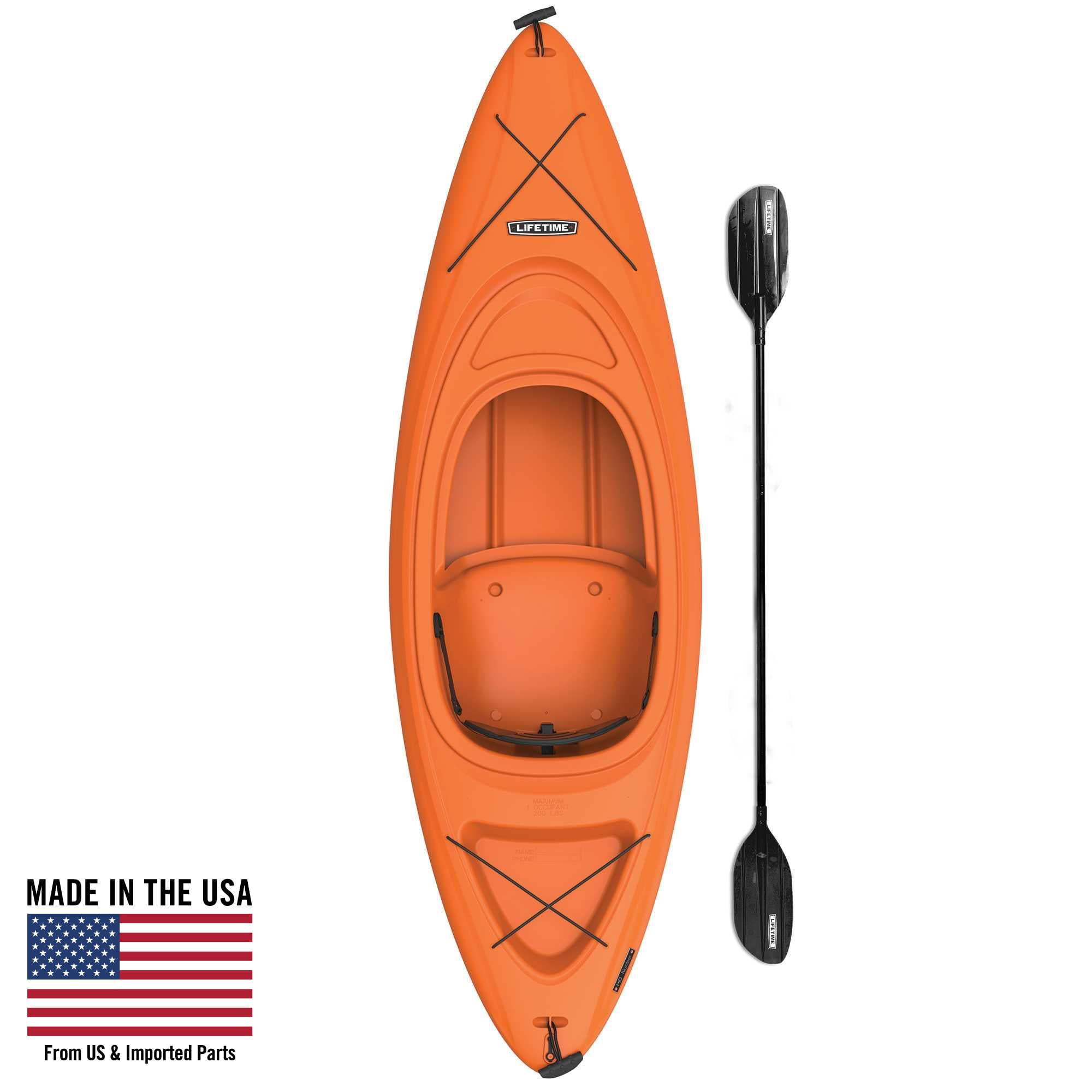 (2 pack) Lifetime Pacer 8 ft Sit-Inside Kayak with Paddle, Orange (91164)