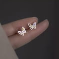 thumbnail image 3 of K-KED 925 Sterling Solid Silver Color Crystal Butterfly Stud Earrings Studs, 3 of 6