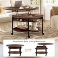 thumbnail image 4 of Round Lift Top Coffee Table with Wheels, Circle Center Table with Storage and Compartment, 26.77’’ Rolling Coffee Table for Living Room, 2 Tier Small Coffee Table Circle Dining Table (Espresso), 4 of 7