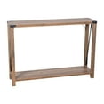 thumbnail image 2 of BizChair Modern Farmhouse Wooden 2 Tier Console Entry Table with Black Metal Corner Accents and Cross Bracing, Rustic Oak, 2 of 11