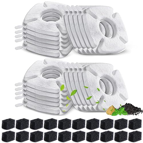 Cat Water Fountain Filter,Compatible with veken 95oz/2.8L Pet Fountain Replacement Filters,20 Sponges and 20 Water Filters for Cat Fountain Dog Bowl Dispenser