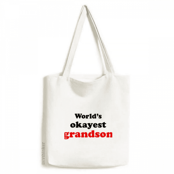 World's Okayest Grandson Best Quote Tote Canvas Bag Shopping Satchel Casual Handbag