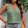 thumbnail image 2 of Tops de Color Sólido para las Mujeres Botón Cuello Redondo 3/4 Manga Blusa Casual, las Mujeres de Entrenamiento Tops Suave Transpirable, 2 of 9