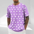 thumbnail image 2 of Rggeeun Mens Tshirts Dots Pattern Short Sleeve Crew Neck Loose Fit Soft Breathable for Summer Evening Party Comfort Shirts,Purple,Xxl, 2 of 5