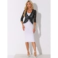 thumbnail image 4 of DARING DIVA Floral Lace Shrugs 3/4 Sleeves Elegant Bolero Cardigan M Black, 4 of 6