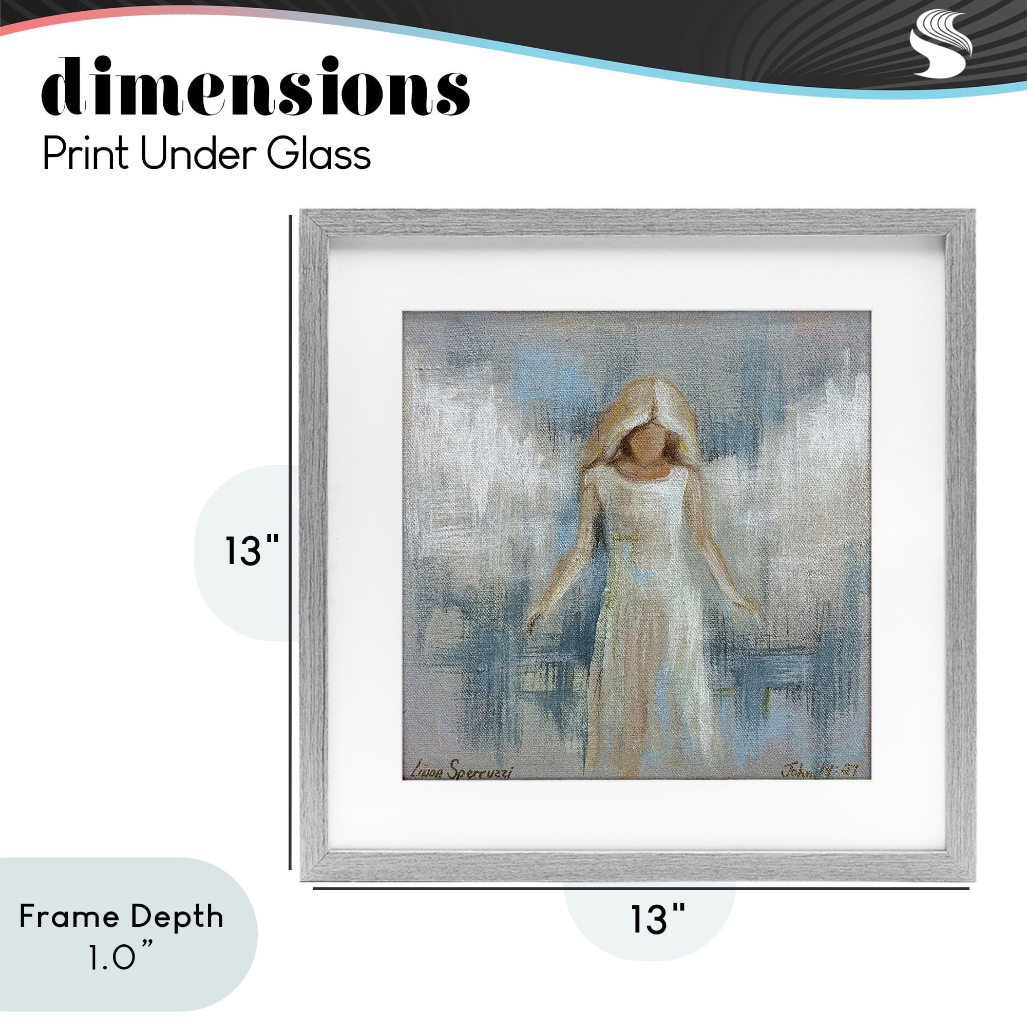 Stupell Industries Ethereal Peace Angel Gray Framed Print Under Glass, design by Linda Sperruzzi