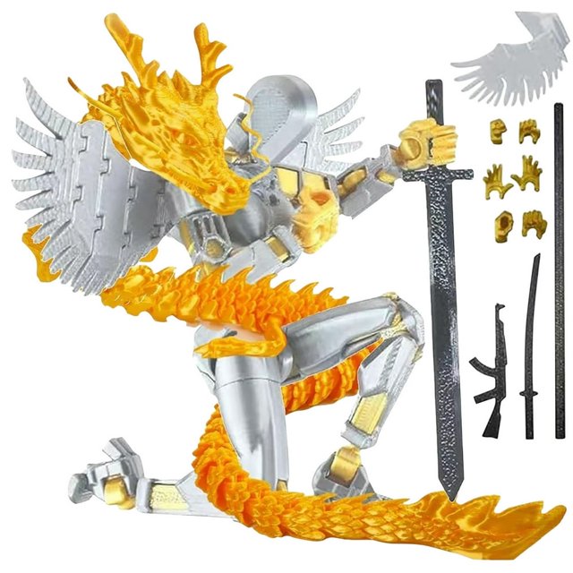 POINTERTECK SPOORYYO Titan 13 Action Figure with Golden Dragon Theme - High-Quality Robot Toy for Adventure Play and Collection