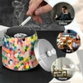 thumbnail image 4 of Yayeee Ashtray with Lid for Cigarette Smokeless Stainless Steel Home Ash Holder, Pink Colorful Circles, 4 of 7