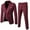 Wine, variant on Blazer Jackets For Men Big and Tall Men's Fashion Suit Jacket + Vest + Suit Pants Three-piece Suit