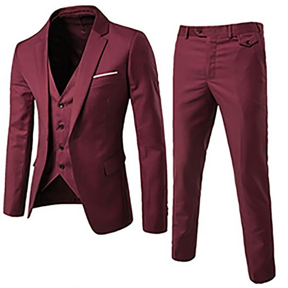 Lolmot Jackets for Men Fashion Men'S Fashion Suit Jacket + Vest + Suit Pants Three Piece Suit