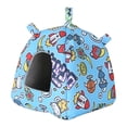 thumbnail image 4 of Casita colgante para pájaros, nido para loros, cama acogedora para hámsteres, escondite de mesa para mascotas, accesorio versátil, forrado de felpa, Patrón de cohete, 4 of 8