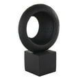 thumbnail image 6 of 10" x 14" Black Polystone Textured Cutout Ring Geometric Sculpture with Block Base, by DecMode, 6 of 9
