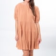 thumbnail image 2 of Elsie & Zoey Arissa Small Tuscan Clay Short Sleeve Crew Neck Tiered Panel Dress for Women, 2 of 5