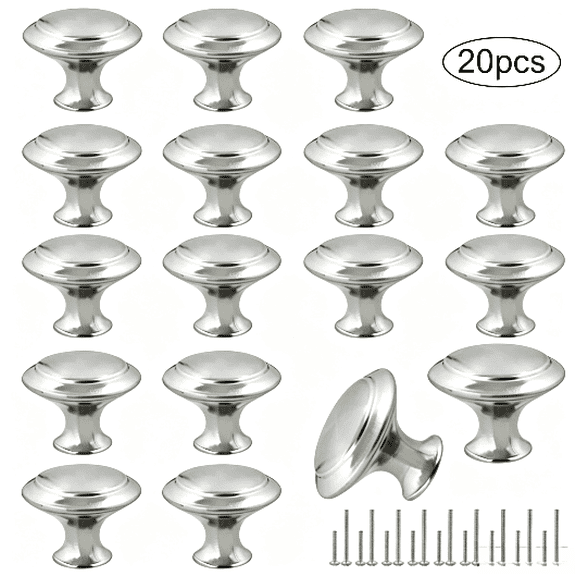 Brushed Nickel Cabinet Knobs – Sturdy Drawer Pulls & Cupboard Handles, Modern Kitchen Hardware with Mounting Screws, Multi-Pack for Cabinets, Dressers, Bathroom Vanities