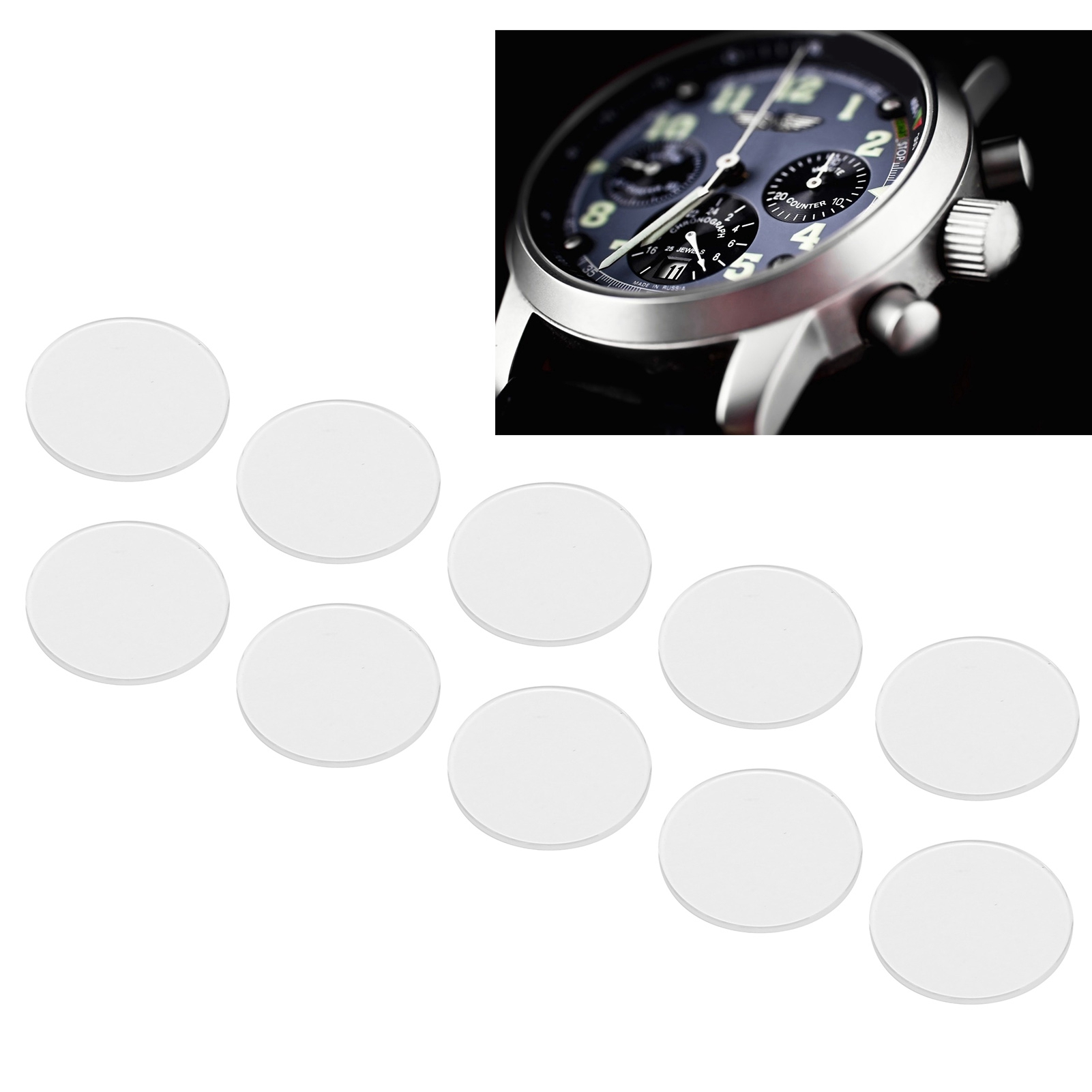 EOTVIA Replacement Watch Glass,Watch Glass,10pcs Flat Watch Glass Lens