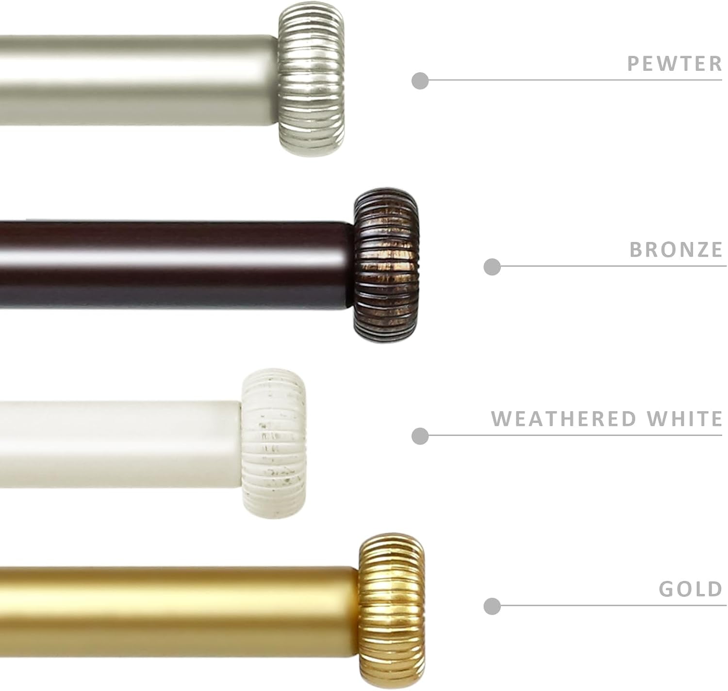 eTeckram 5/8" Double Curtain Rod with Adette Finials,Pewter,48‘’-84‘’