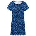 thumbnail image 3 of Blue Aesthetic Leopard Print Women's Dress Short Sleeve Summer Sundress Summer Women Clothes, 3 of 7