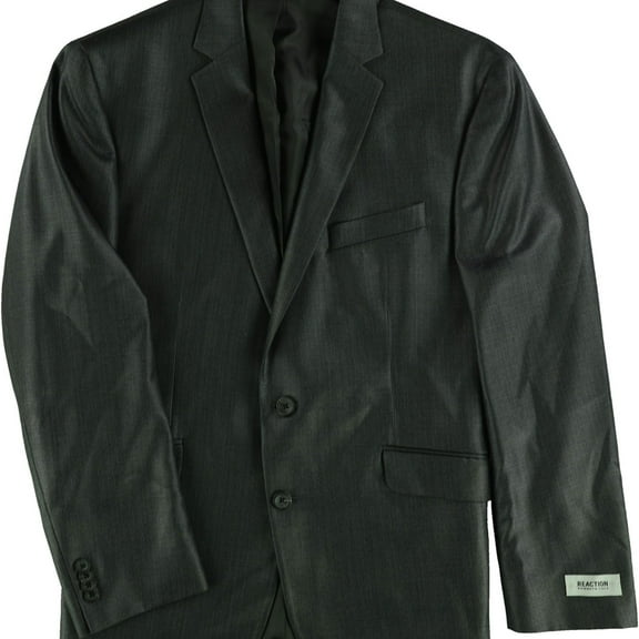 Kenneth Cole Mens Tonal Two Button Blazer Jacket, Grey, 46 Regular