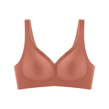 

huanledash Women Bra Invisible Buckle Padded Solid Color Back Closure Adjustable Breathable Seamless Push Up Sports Brassieres for Daily Wear