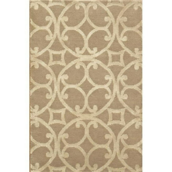 Pasargad Home Modern 24" x 36" Hand-Knotted Silk & Wool Area Rug in Beige