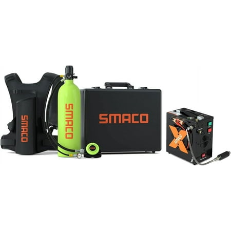 2L Scuba Tank Oxygen Diving Tank Diving Equipment with Car Air Pump Green