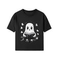 thumbnail image 3 of Mifsaly Boys Girls Halloween T-Shirts Cute Cat Pumpkin Graphic Short Sleeve Cotton Tops Kids Halloween Festival Casual Fall Holiday Outfits Black,L, 3 of 4