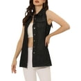 thumbnail image 4 of Allegra K Women's Casual Button Down Sleeveless Pockets Mid-Long Denim Vest M Black, 4 of 6