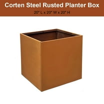 20x20x20-inch Corten Steel Planter Pot Metal Rustic Planter Box for Garden Patio