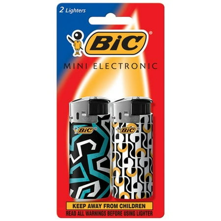 Bic Black & White Mini Electronic Lighters, 2 count