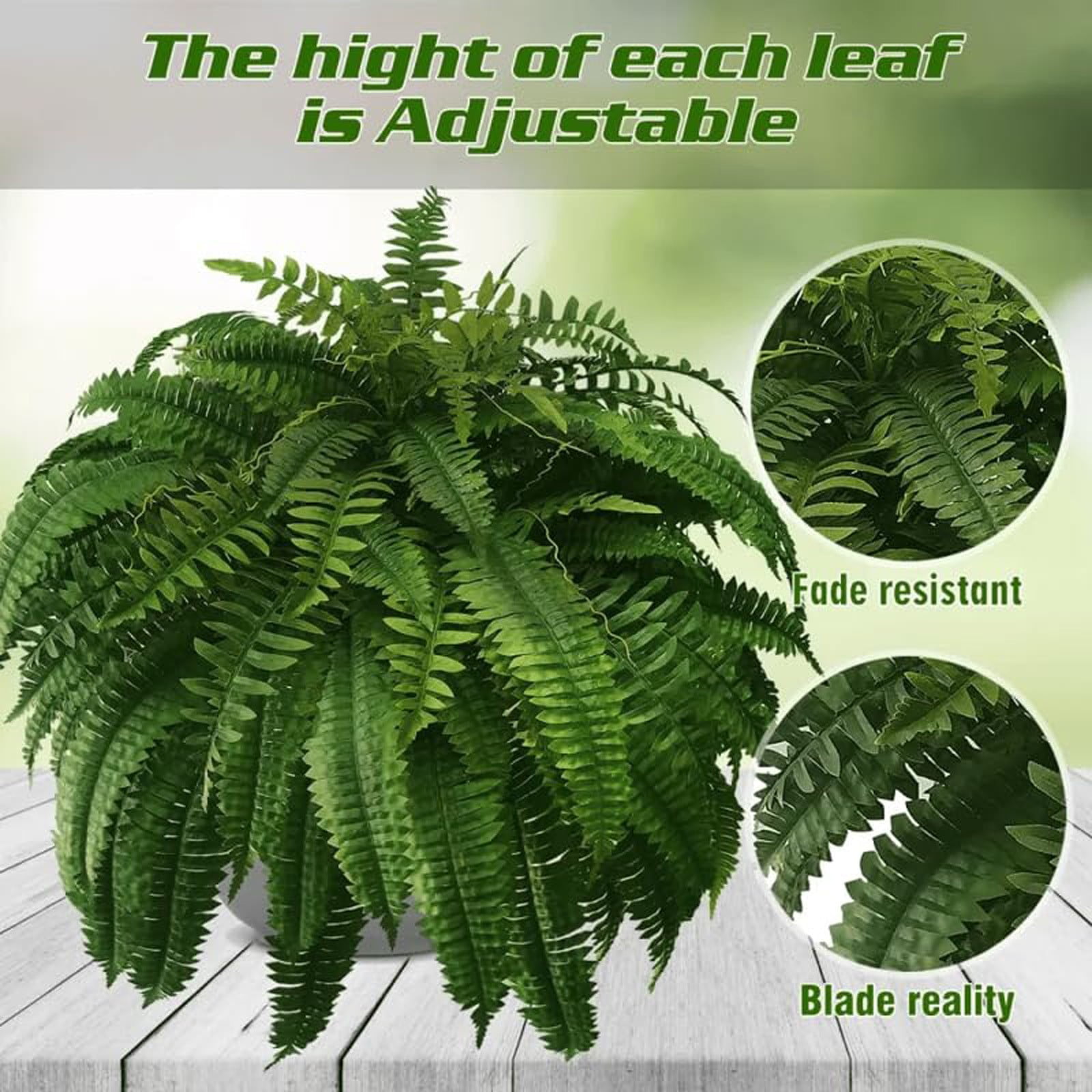 Qeswwen2024 23” Artificial Plastic Boston Fern Plant (2 Count)
