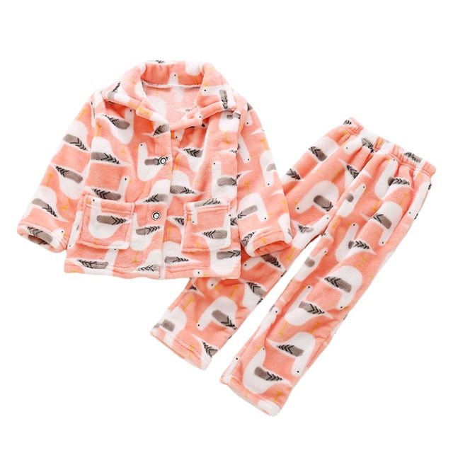 Pyjamas pour Bébé, Ensemble Confortable à Manches Longues, Col à Revers, Vêtements de Maison pour Filles, Rose 4-5 Ans