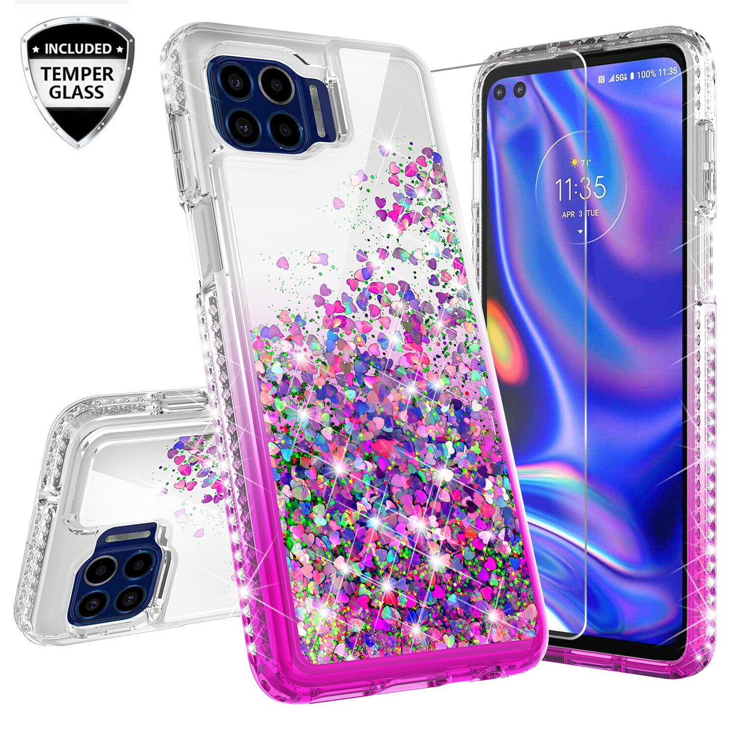 Liquid Glitter Phone Case for Motorola Moto One 5g Ace Case Cover Case