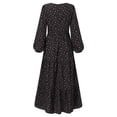 thumbnail image 4 of Frontwalk Women Evening Dress Long Sleeve Maxi Dresses Floral Printed Ladies Loose Wedding V Neck Black XL, 4 of 9